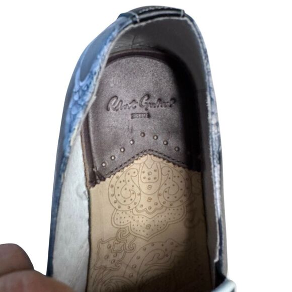 Robert Graham Graphic Ocean Seashell Leather Slip On Navy White Shoes Size 9 main image 8